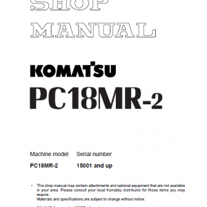 Komatsu Pc18mr-2 Excavator Service Manual
