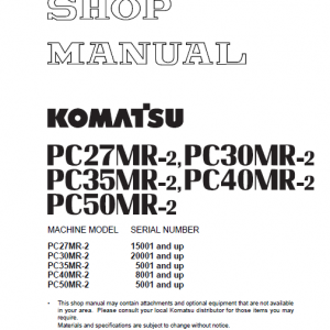 Komatsu Pc27mr-2, Pc30mr-2, Pc35mr-2, Pc40mr-2, Pc50mr-2 Manual