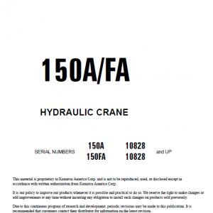 Komatsu 150a And 150fa Hydraulic Crane Service Manual