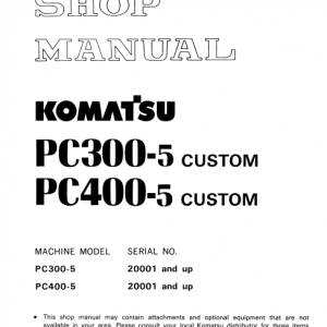 Komatsu Pc400-5, Pc400lc-5, Pc400hd-5 Excavator Service Manual