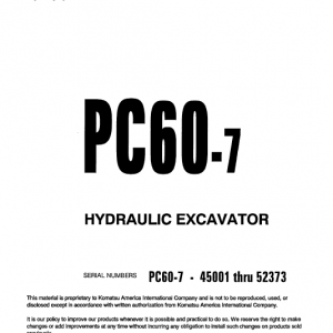 Komatsu Pc60-7 And Pc60-7b Excavator Service Manual