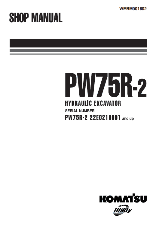 Komatsu Pw75r-2 Excavator Service Manual