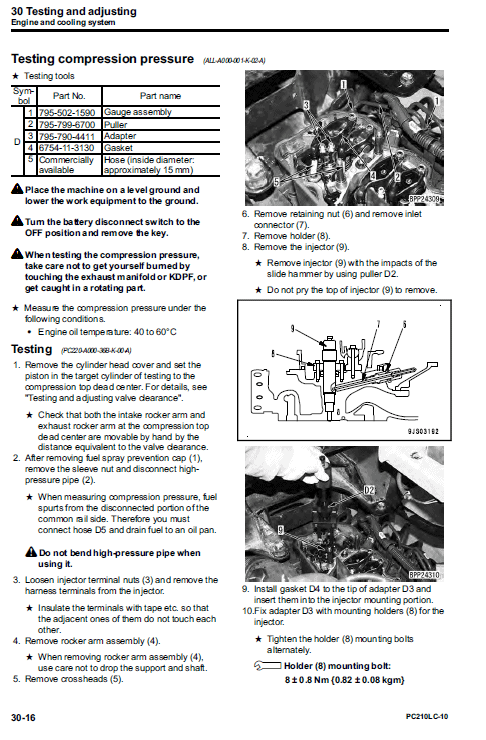 Komatsu Pc210lc-10 Excavator Service Manual