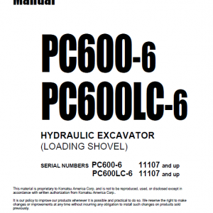 Komatsu Pc600-6, Pc600lc-6 Excavator Service Manual