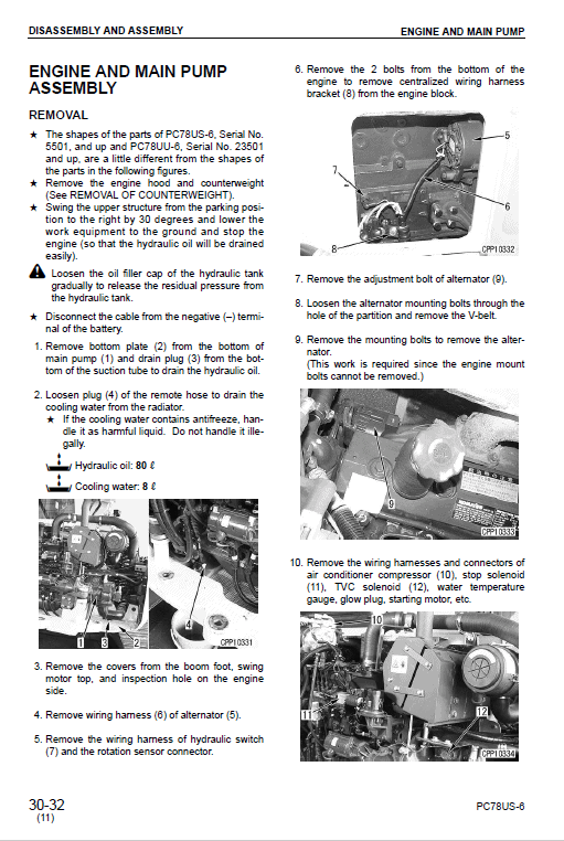 Komatsu Pc78uu-6, Pc78us-6 Excavator Service Manual