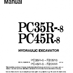 Komatsu Pc30r-8, Pc35r-8, Pc40r-8, Pc45r-8 Excavator Service Manual