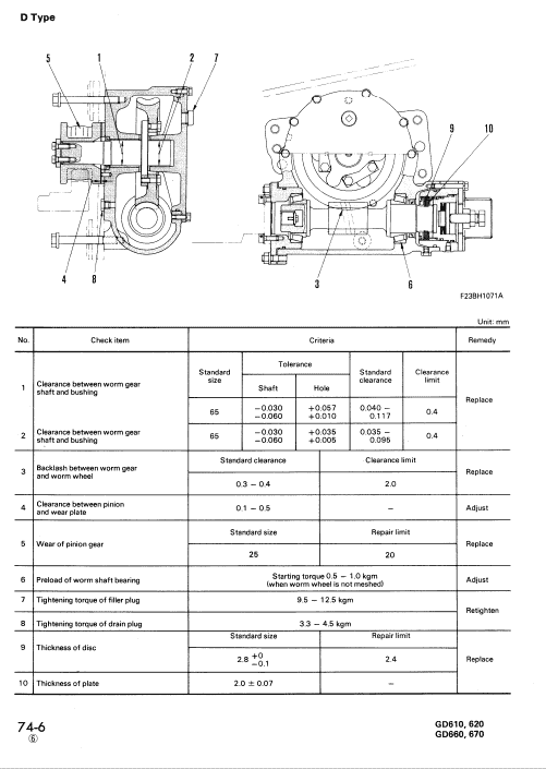 Komatsu Gd661, Gd663, Gd672  Motor Grader Service Manual