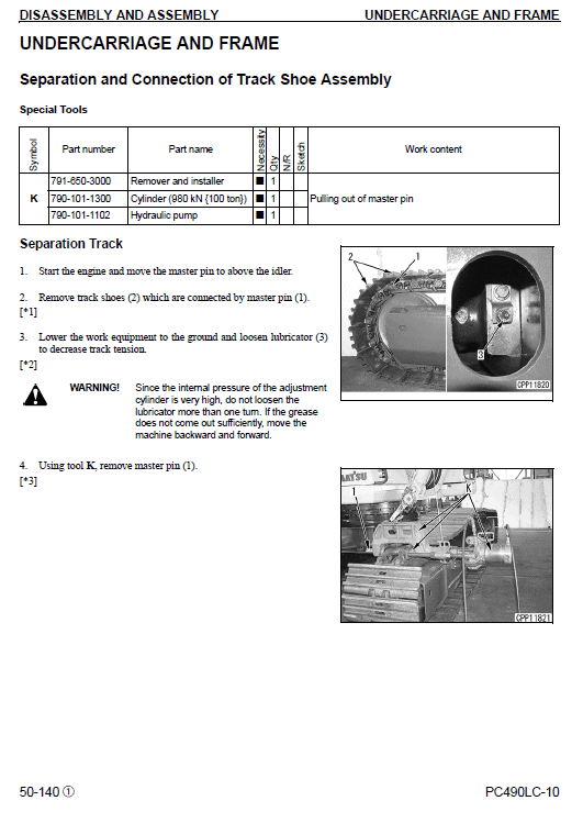 Komatsu Pc490lc-10 Excavator Service Manual