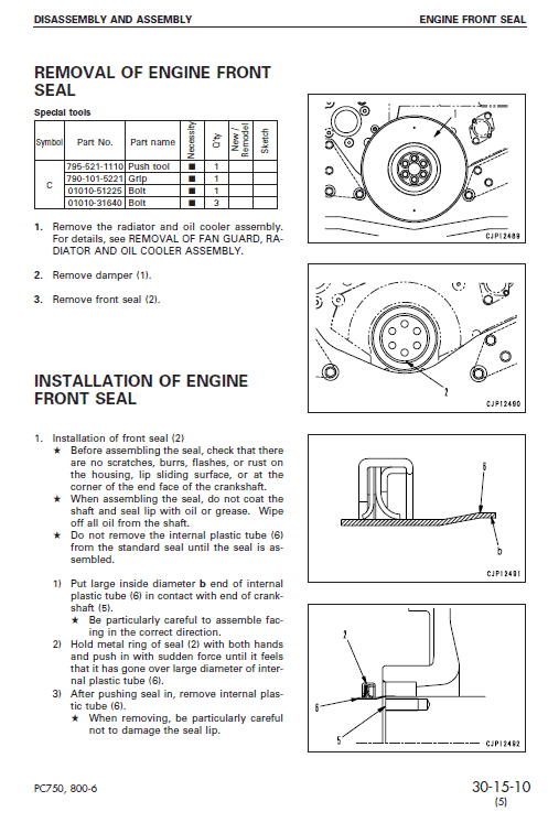 Komatsu Pc750-6, Pc750lc-6, Pc800-6 Excavator Service Manual