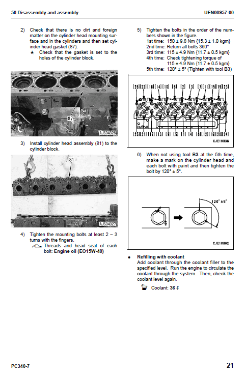 Komatsu Pc340lc-7e0, Pc340nlc-7e0 Excavator Service Manual