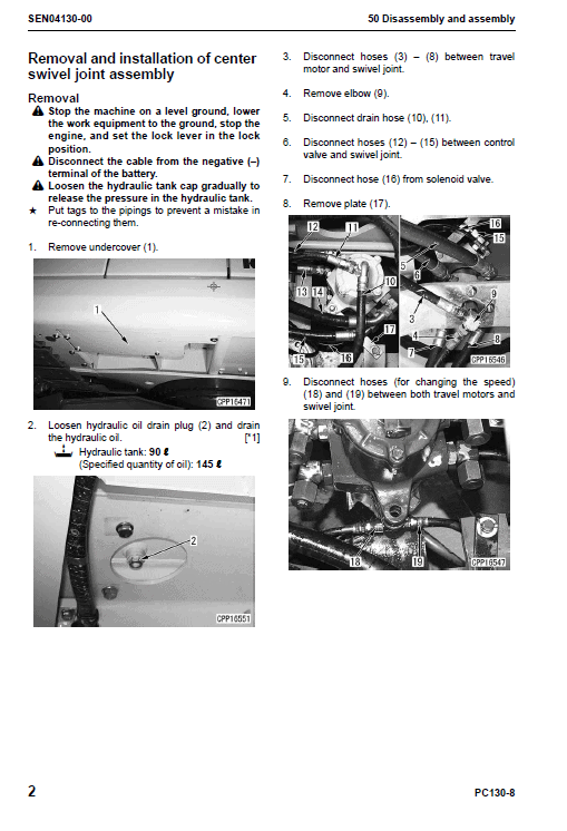 Komatsu Pc130-8 Excavator Service Manual