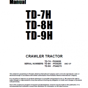 Komatsu Dresser Td7h, Td8h, Td9h Dozer Service Manual