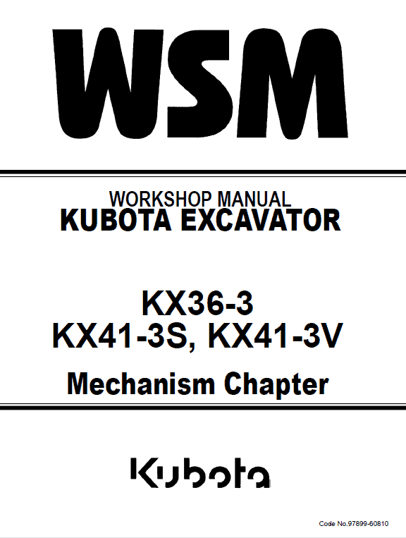 KX41-3V MINI-DIGGER EXCAVATOR WORKSHOP MANUAL KUBOTA KX36-3 KX41-3S 
