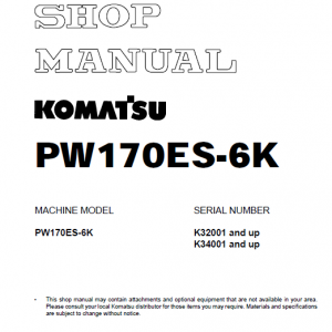 Komatsu Pw170es-6k Excavator Service Manual