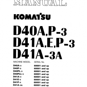 Komatsu D40a-3, D40p-3, D40pl-3, D40pll-3 Dozer Service Manual