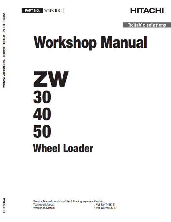 Hitachi Zw30, Zw40, Zw50 Wheel Loader Service Manual