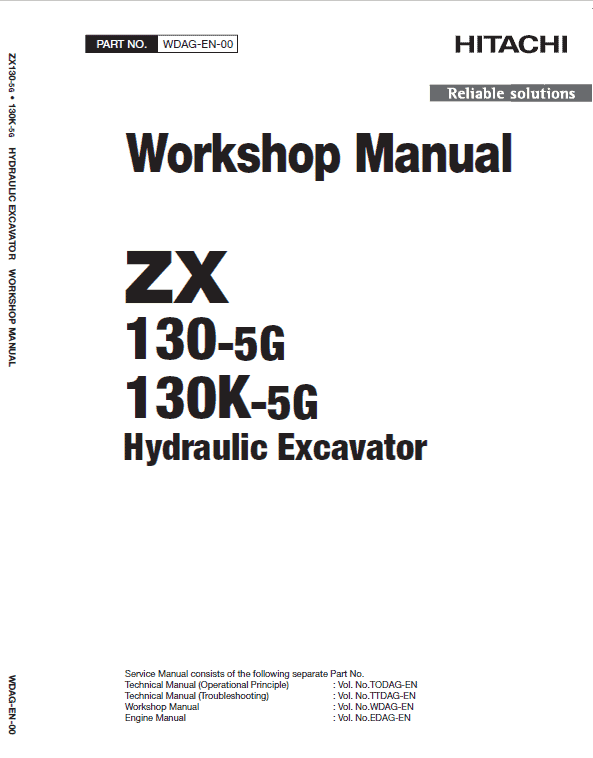 Hitachi ZX130-5G Excavator Service Manual