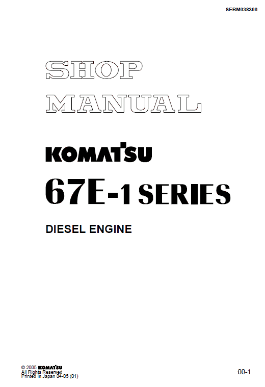 Komatsu 67e-1 Series 3d67e-1a Engine Manual