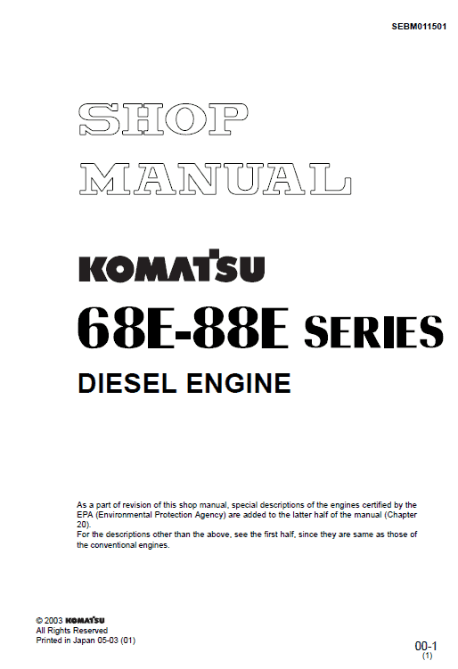 Komatsu 68e-88e Series Engine Manual