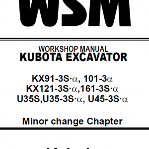 Kubota Kx91-3s, Kx101-3, Kx121-3s, Kx161-3s Excavator Manual