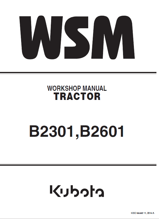 Kubota B2301, B2601 Tractor Workshop Service Manual