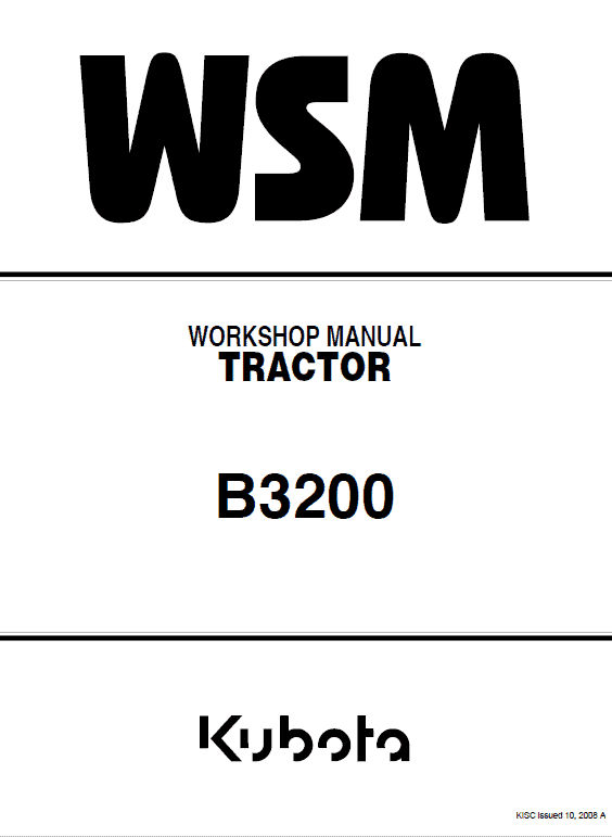 Kubota B3200 Tractor Workshop Service Manual