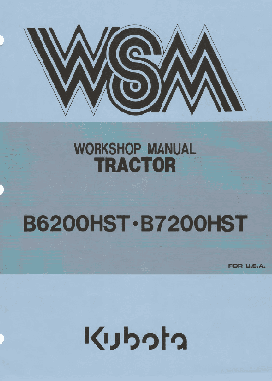 Kubota B6200hst, B7200hst Tractor Workshop Service Manual
