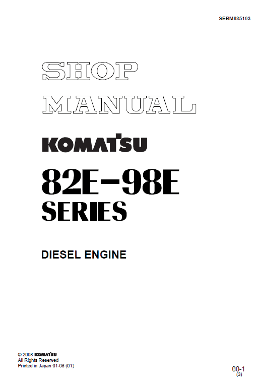 Komatsu 82e, 84e, 88e, 94e, 98e Series Engine Manual