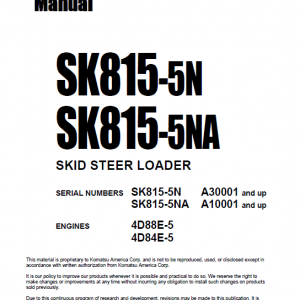 Komatsu Sk815-5n, Sk815-5na Skid-steer Loader Service Manual