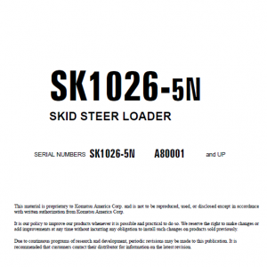 Komatsu Sk1026-5, Sk1026-5n Skid-steer Loader Service Manual