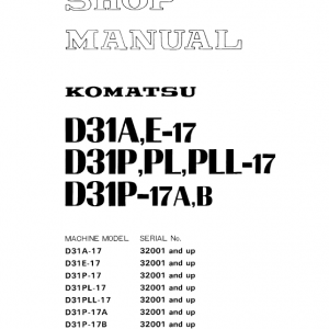 Komatsu D31pl-17, D31pll-17, D31p-17a, D31p-17b Dozer Manual