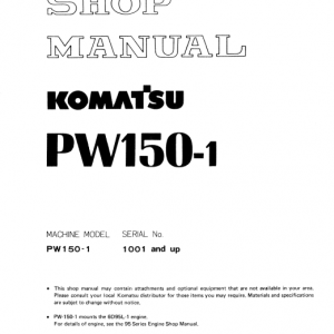 Komatsu Pw150-1 Excavator Service Manual
