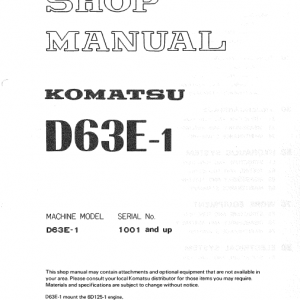 Komatsu D63e-1 Dozer Service Manual