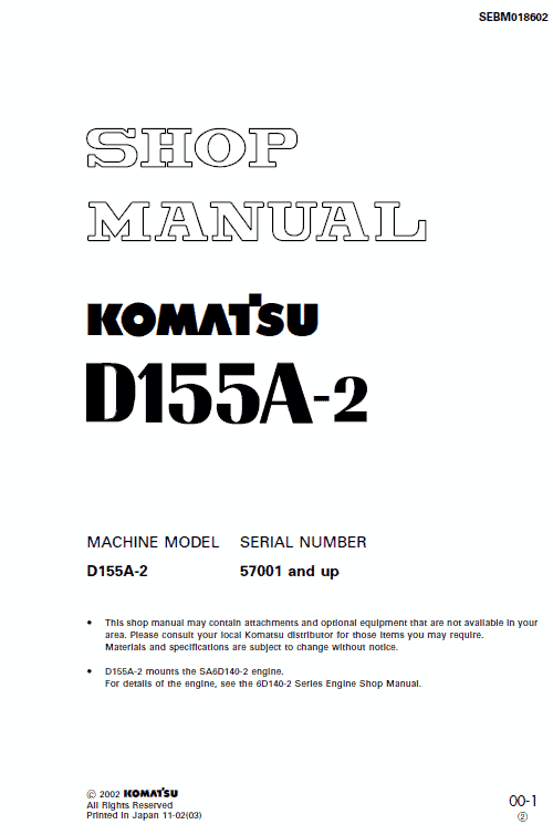 Details about   KOMATSU D135A-1 CRAWLER TRACTOR DOZER SHOP REPAIR SERVICE MANUAL 10001-UP 