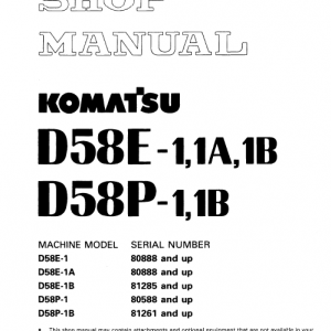 Komatsu D58e-1, D58p-1 Dozer Service Manual