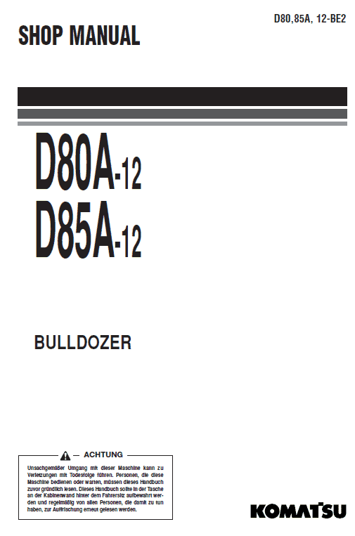 Komatsu D80a-12, D85a-12 Dozer Service Manual
