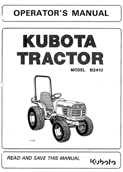 Kubota B2410, B2710, B2910, B7800HSD Tractor Service Manual