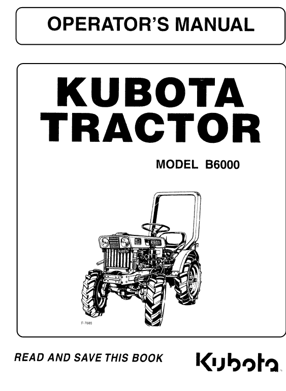 Kubota B6000 Tractor Workshop Service Manual