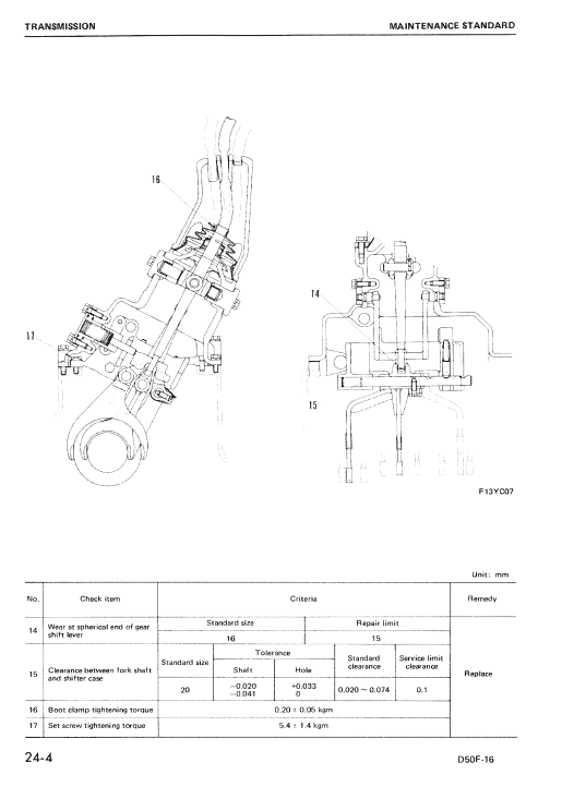 Komatsu D50f-16 Dozer Service Manual