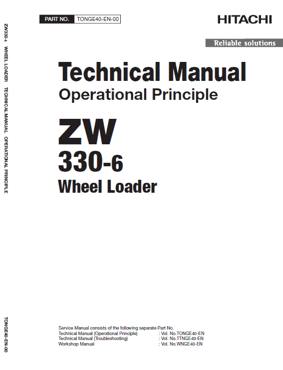 Hitachi Zw330, Zw330-6 Wheel Loader Service Manual