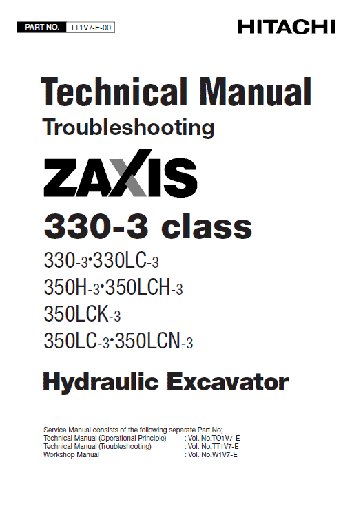 Hitachi Zx330-3, Zx330lc-3 Excavator Service Manual