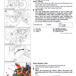 Kubota B1220, B1620, B1820 Tractor Workshop Manual