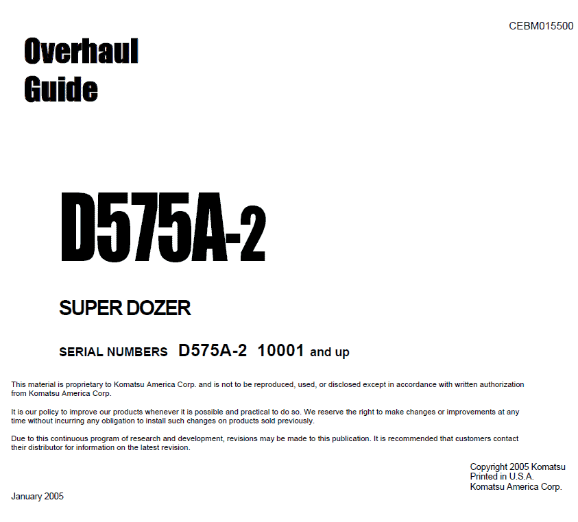 Komatsu D575a-2 Dozer Service Manual