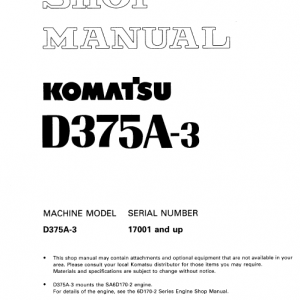 Komatsu D375a-3 Dozer Service Manual