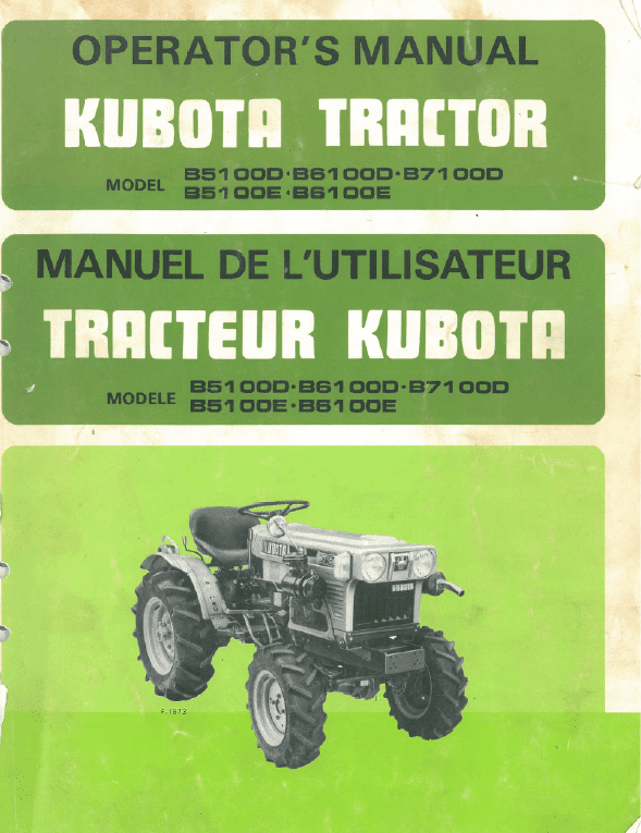 Kubota B6100E Tractor Operators Manual 