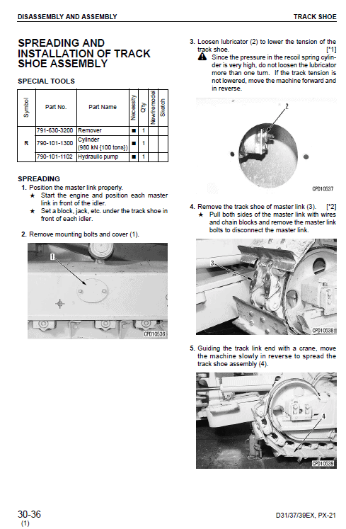 Komatsu D31ex-21, D31px-21, D37ex-21, D37px-21 Dozer Manual