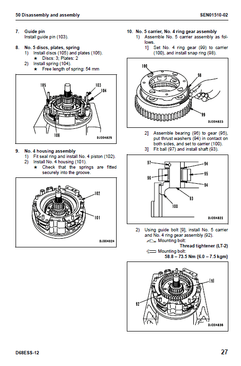 Komatsu D68ess-12 Dozer Service Manual