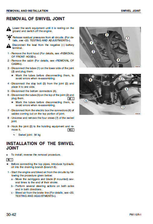 Komatsu Pw110r-1 Excavator Service Manual