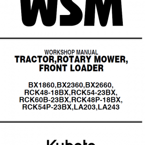 Kubota Bx1860, Bx2360, Bx2660, La203, La243 Tractor Loader Manual