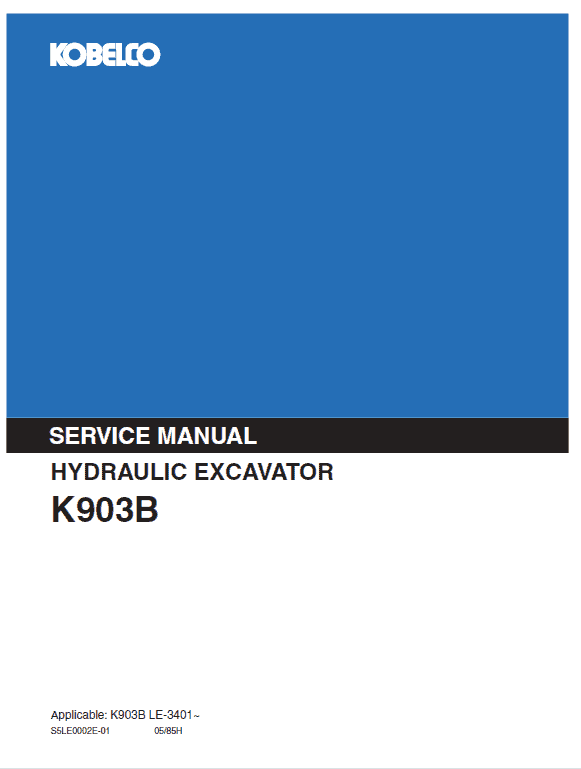 Kobelco K903b Excavator Service Manual